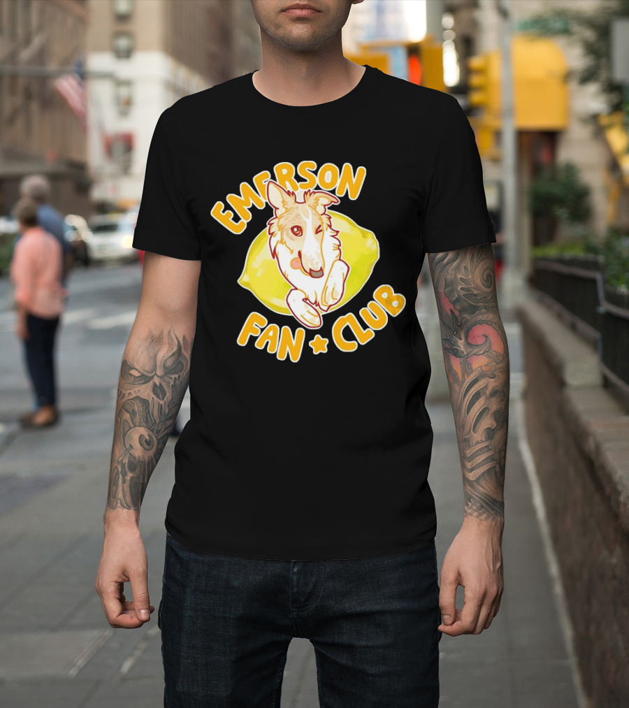 Emerson Fan Club Cute Collie Dog With Lemon T-Shirt