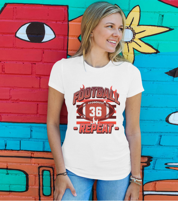 Football Repeat 36 Burn Flames T-Shirt
