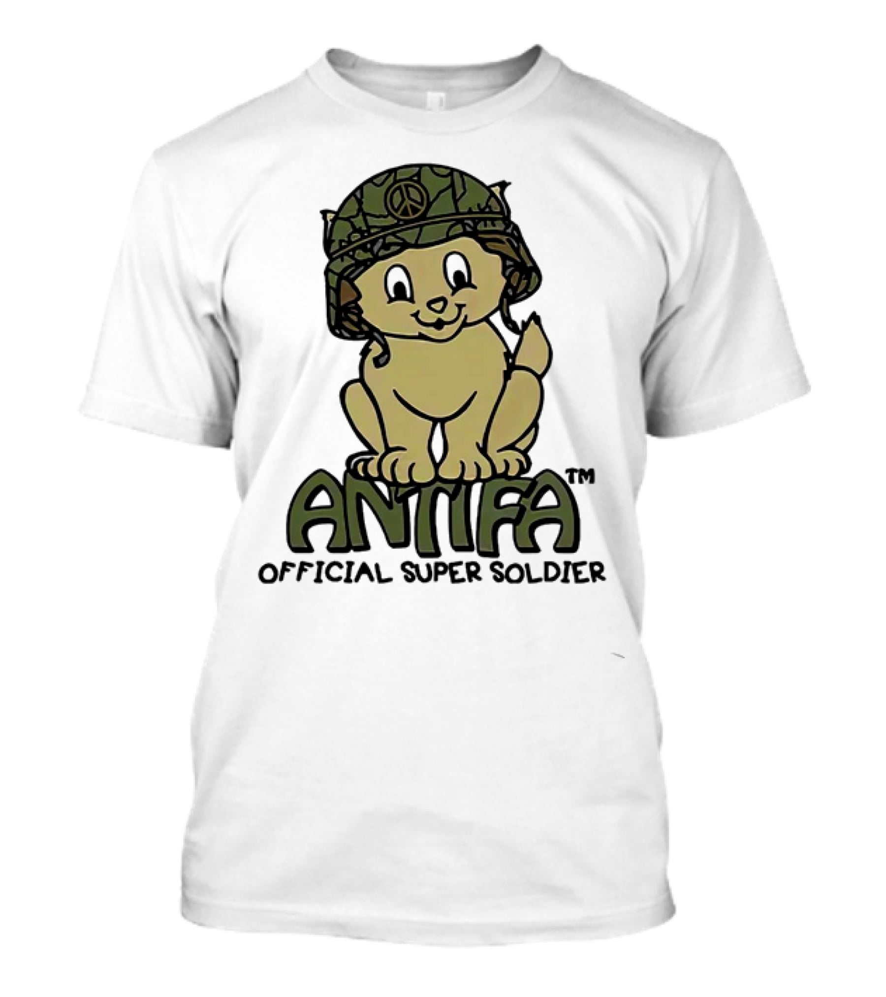 Antifa Super Soldier Peace Helmet Kitten T-Shirt