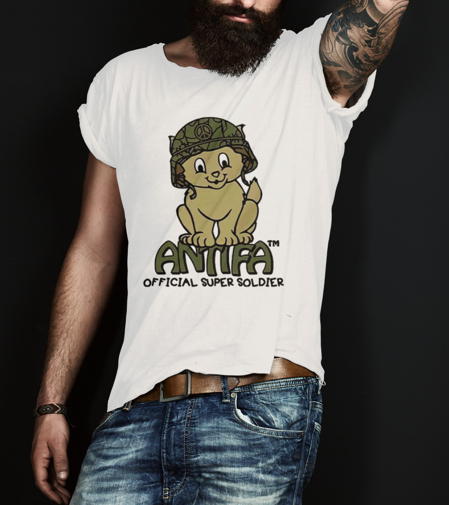 Antifa Super Soldier Peace Helmet Kitten T-Shirt