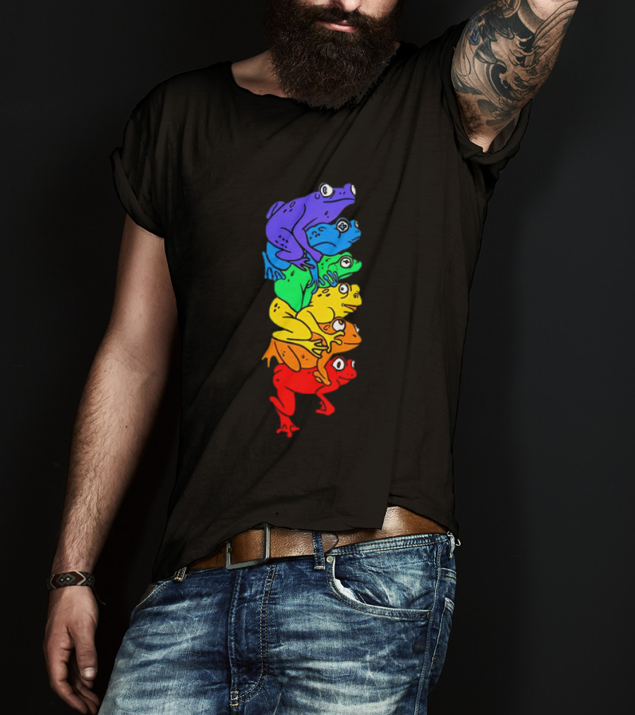 Rainbow Gay Frog Stack T-Shirt