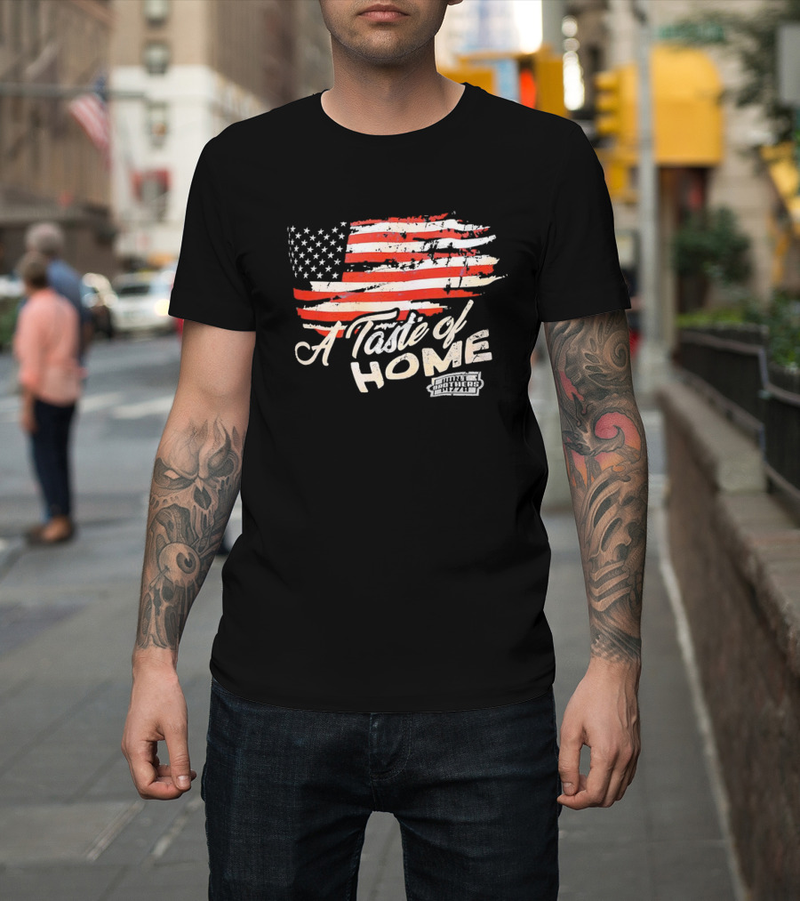USA Flag A Taste of Home Johnny Carino's Pizza T-Shirt
