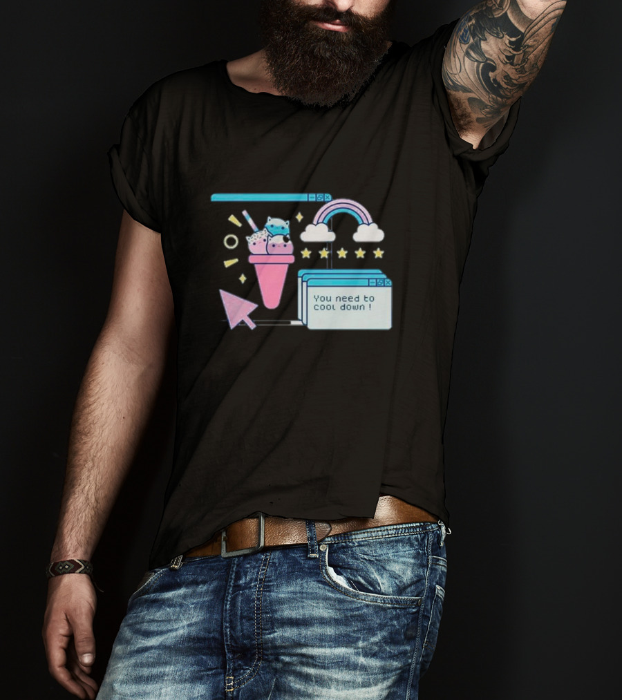 You Need To Cool Down Pastel Computer Icon With Rainbow And Star Elements T-Shirt