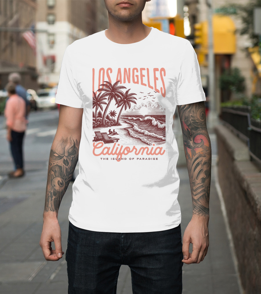 Los Angeles California The Island of Paradise Vintage Beach T-Shirt