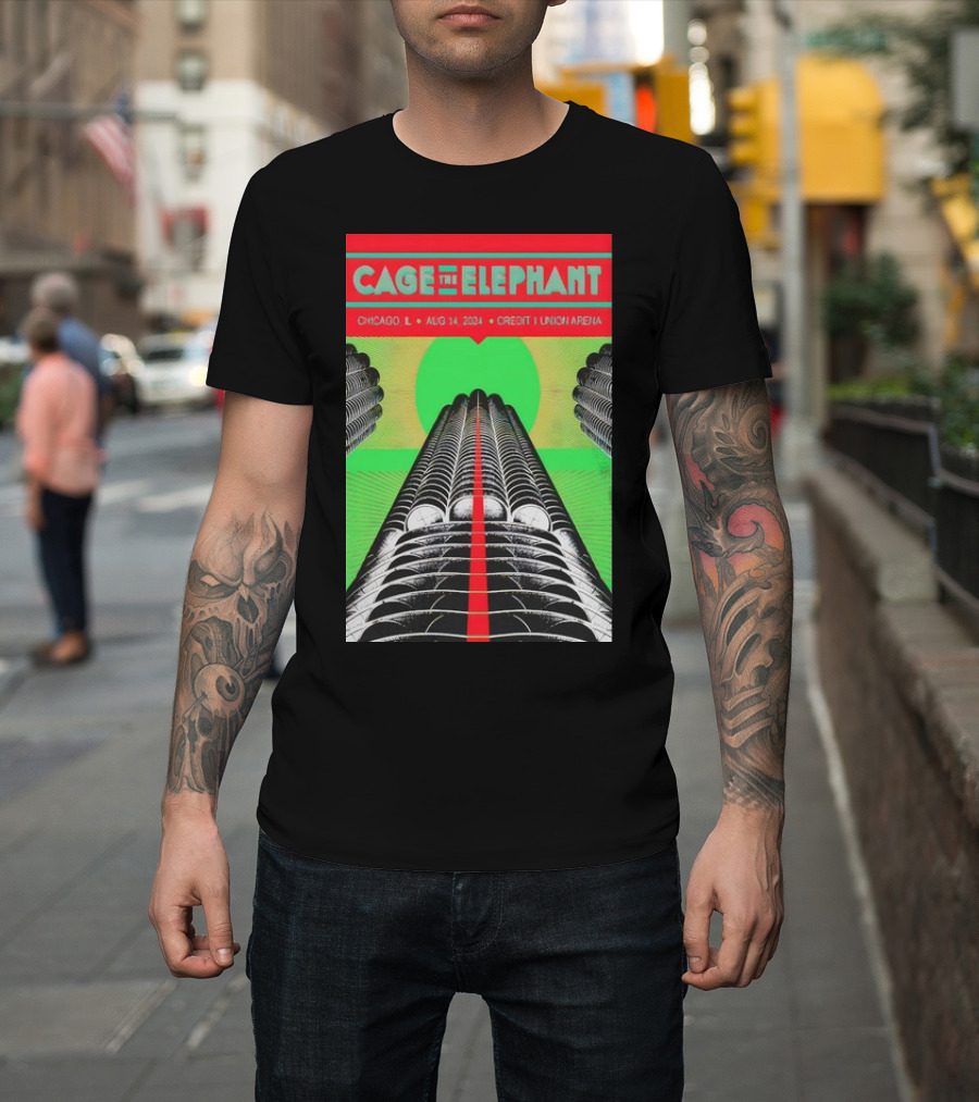 Cage The Elephant August 14 2024 Chicago IL Credit 1 Union Arena T-Shirt