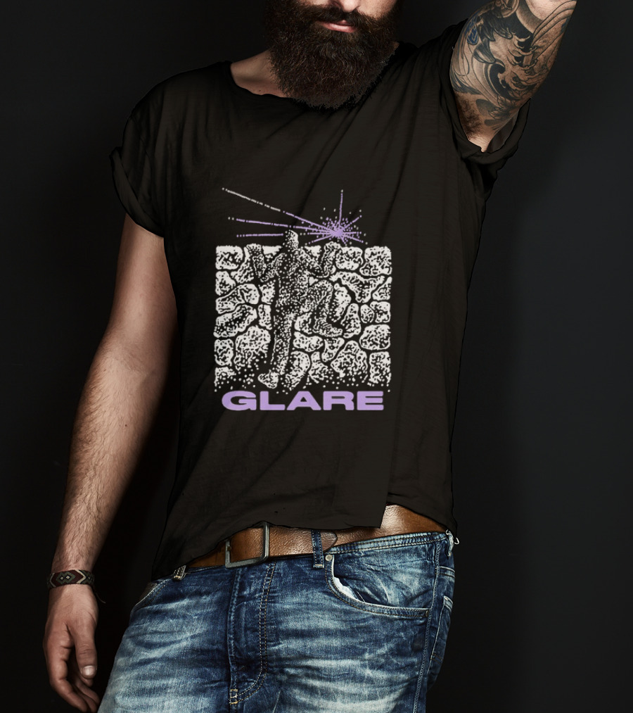 Glare Climber On Black Stone Wall With Purple Light Burst T-Shirt