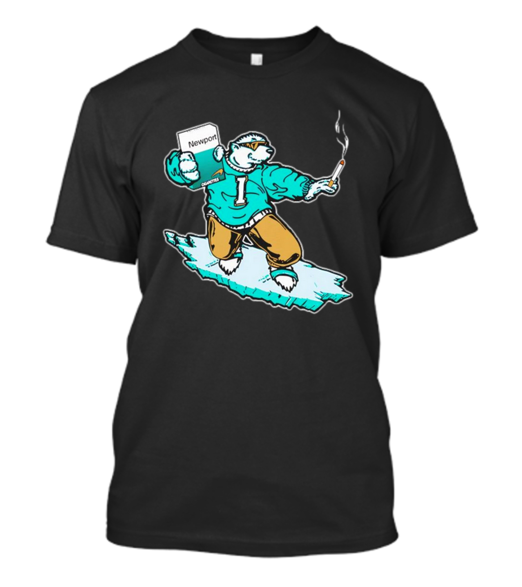 Newport Cigarettes Icee Bear Smoking Hockey T-Shirt