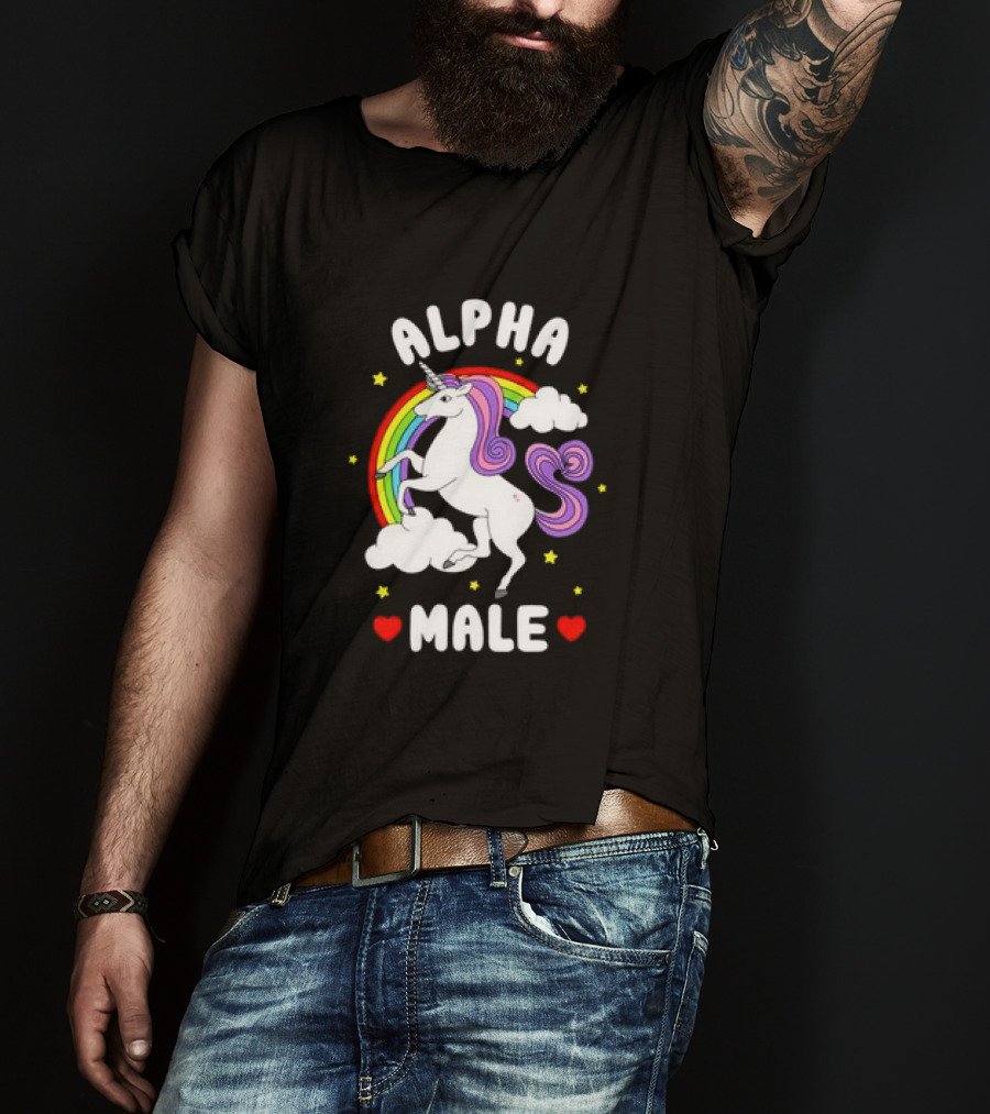 Alpha Male Unicorn Rainbow Father's Day T-Shirt