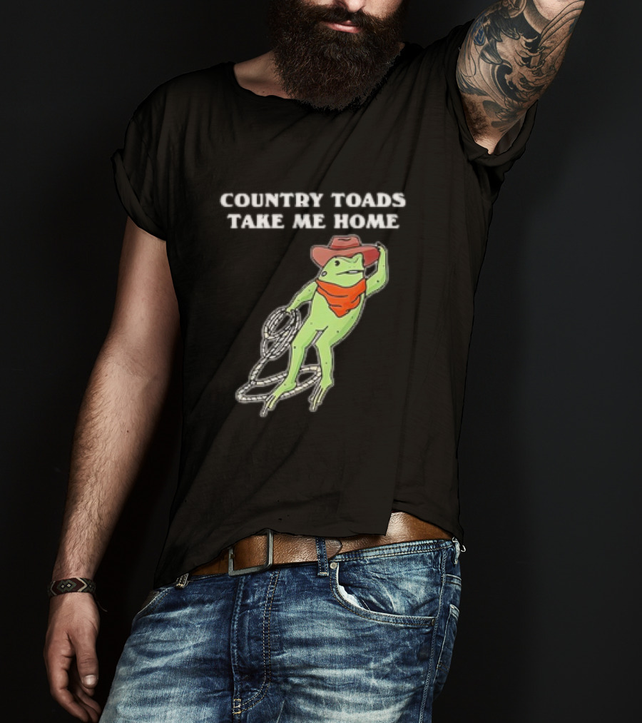 Country Toads Take Me Home Cowboy Frog Funny Western T-Shirt