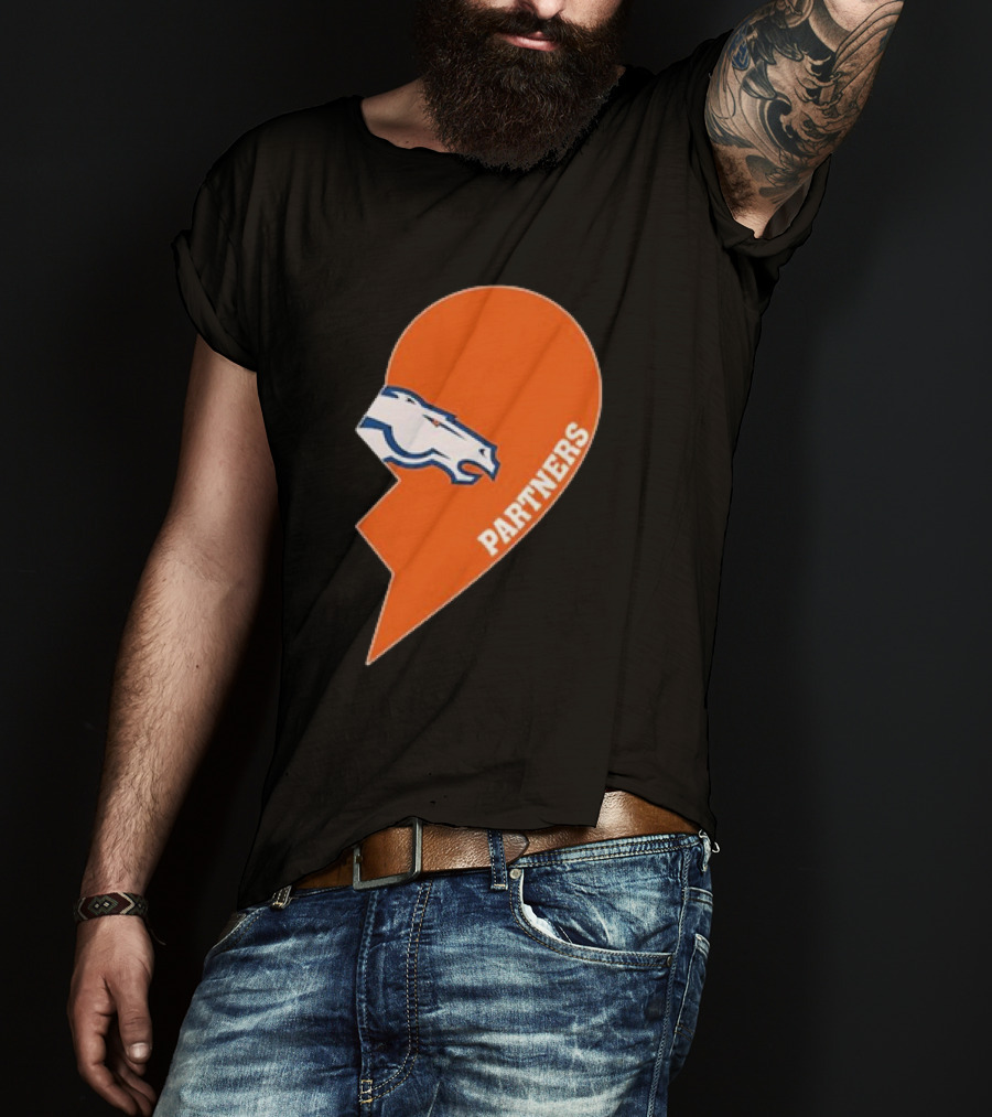 Denver Broncos Orange Half Heart Partners T-Shirt