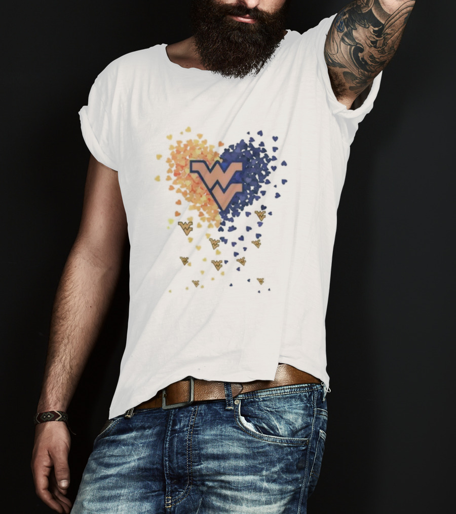 Heart Full Of West Virginia Mountaineers WV Logo And Colorful Hearts T-Shirt