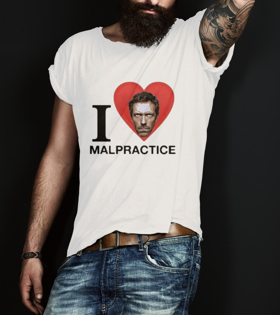 I Love Malpractice House MD Face In Heart T-Shirt