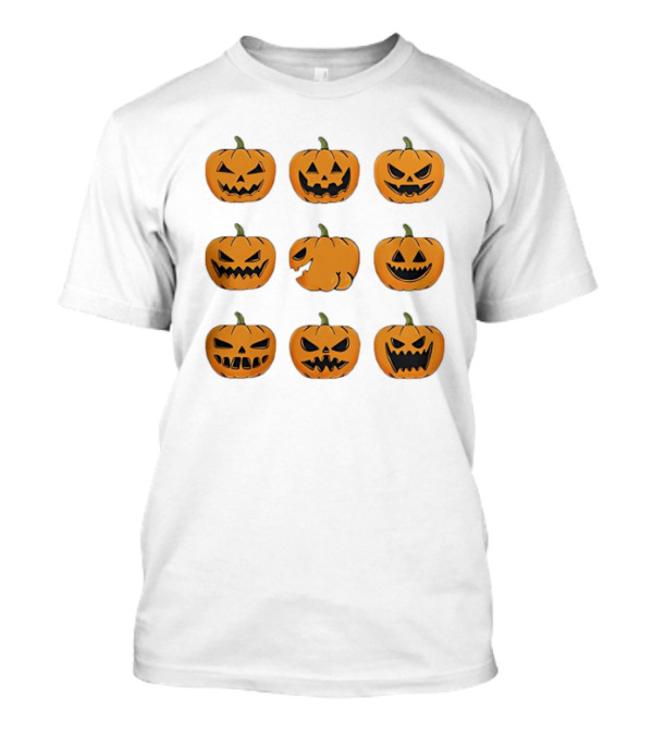 Halloween Pumpkin Faces Booty T-Shirt