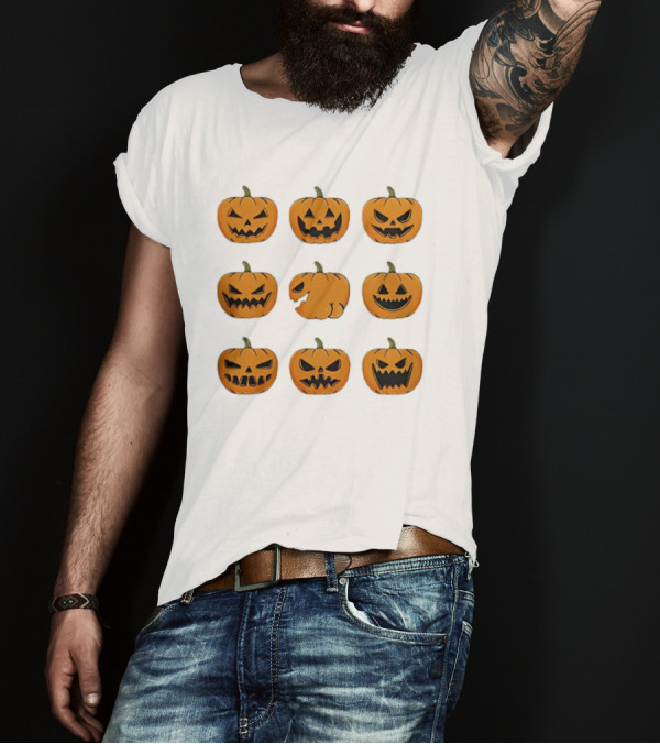 Halloween Pumpkin Faces Booty T-Shirt