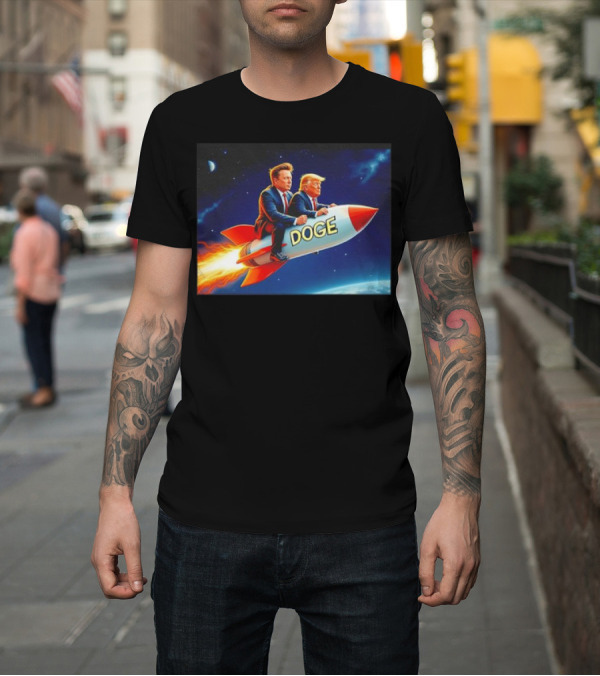 Shirt: President Trump and Elon Musk Riding Doge Rocket to Mars T-Shirt President Trump and Elon Musk Riding Doge Rocket to Mars T-Shirt