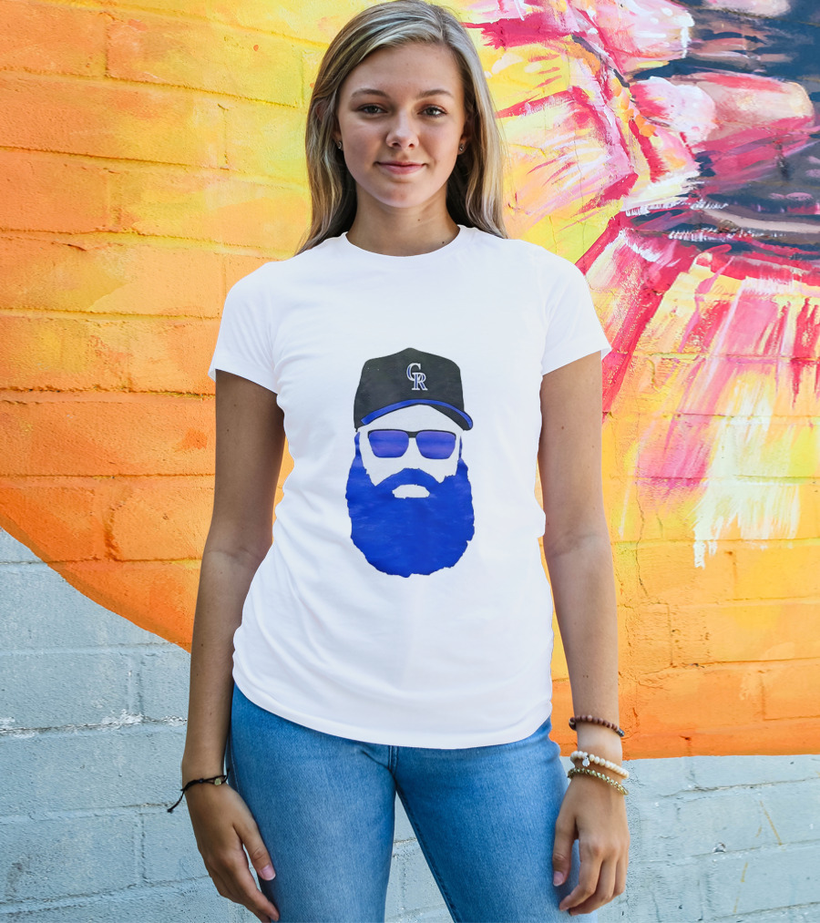 Charlie Blackmon Face Beard Sunglasses Colorado Rockies Baseball T-Shirt