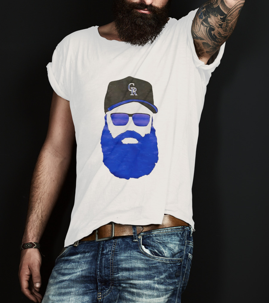 Charlie Blackmon Face Beard Sunglasses Colorado Rockies Baseball T-Shirt