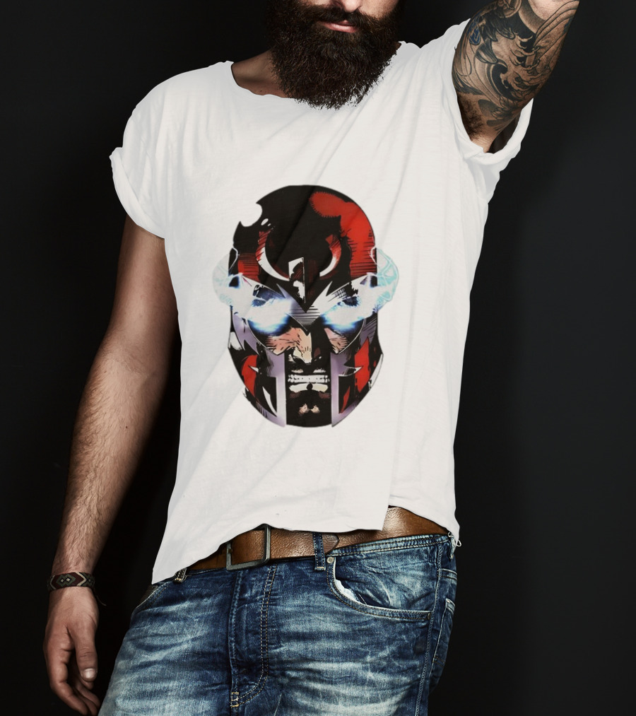 Rare Magneto Big Face Marvel Comic Villain Helmet Power T-Shirt