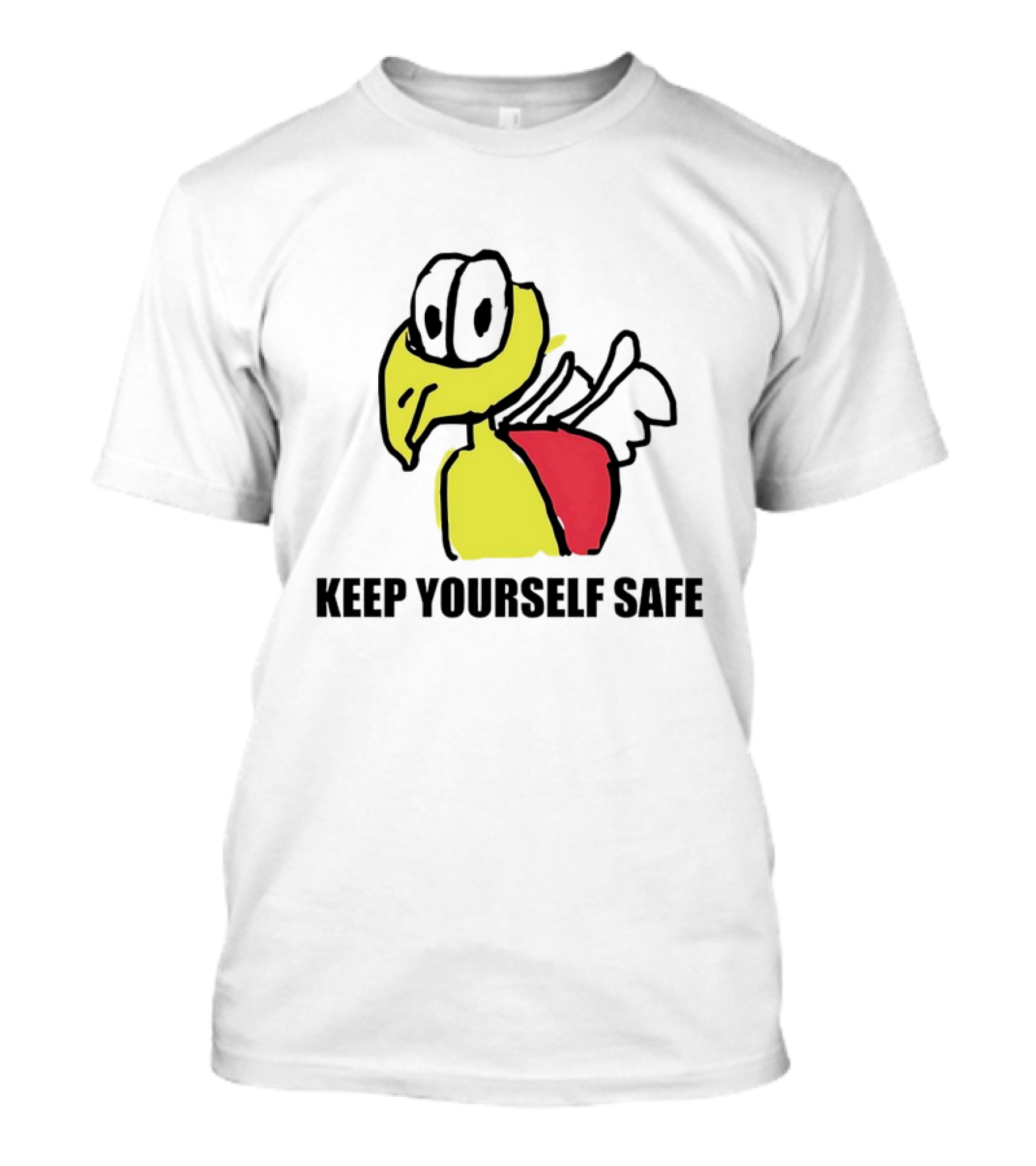 Keep Yourself Safe Bird With White Wings And Red Patch T-Shirt