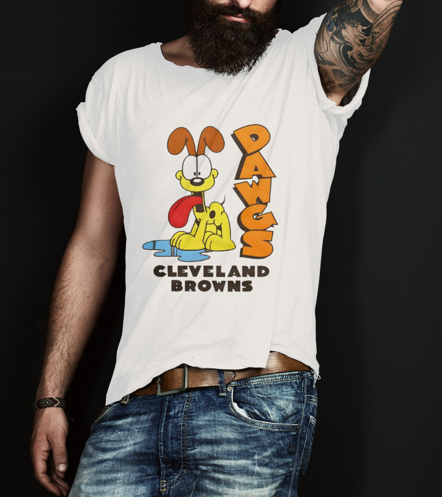 Dawgs Cleveland Browns Odie Garfield Cartoon T-Shirt