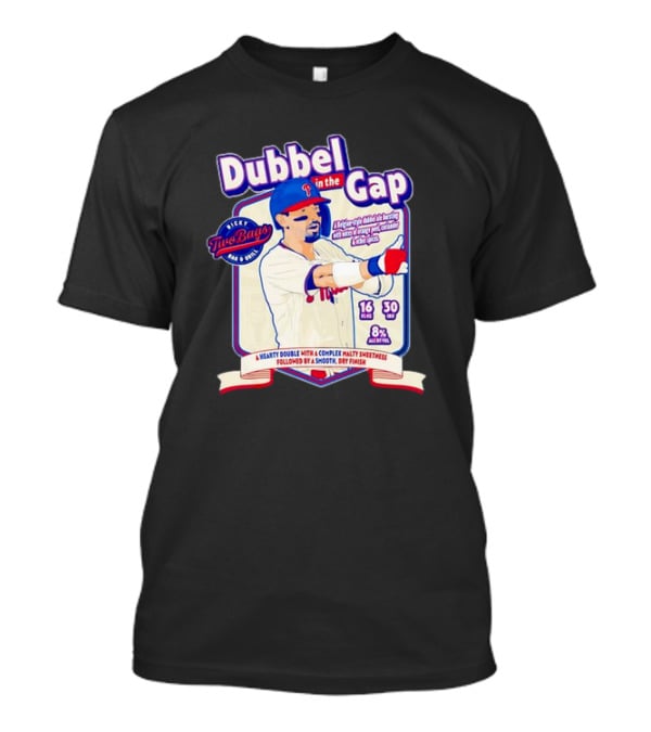 Dubbel In The Gap Nicky Two Bags Baseball Beer Label T-Shirt