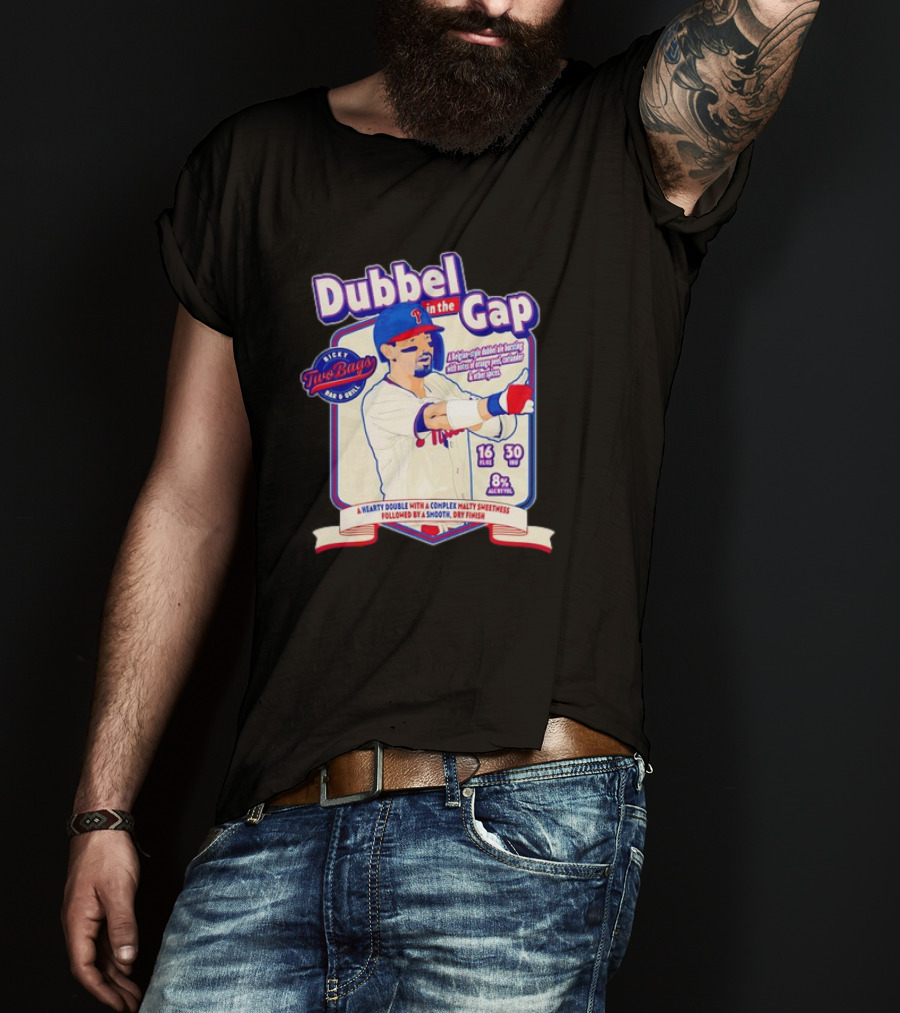 Dubbel In The Gap Nicky Two Bags Baseball Beer Label T-Shirt