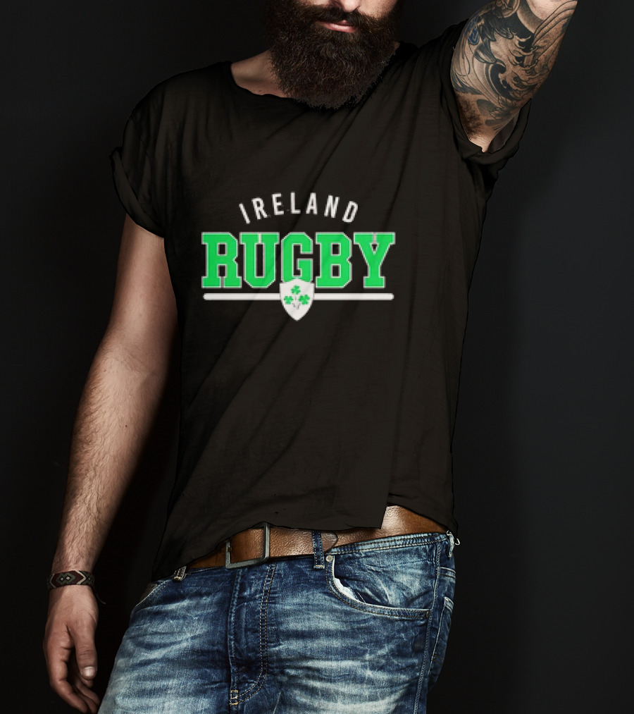 Ireland Rugby Wordmark Nations Supersoft Logo Shamrock Shield T-Shirt