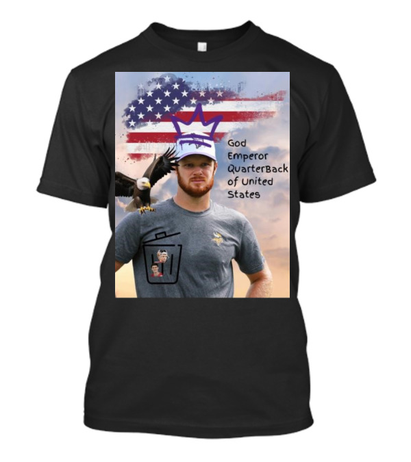 Sam Darnold God Emperor Quarterback Of United States American Flag Bald Eagle T-Shirt