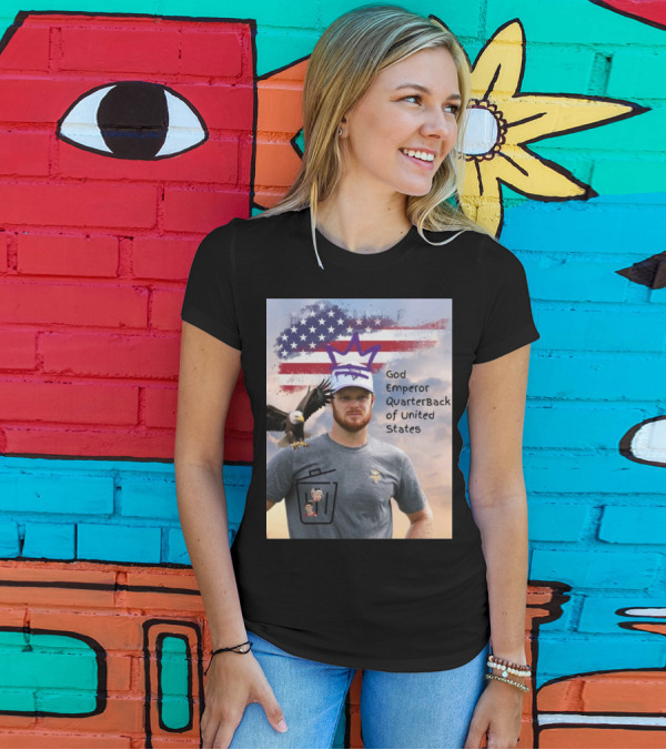 Sam Darnold God Emperor Quarterback Of United States American Flag Bald Eagle T-Shirt
