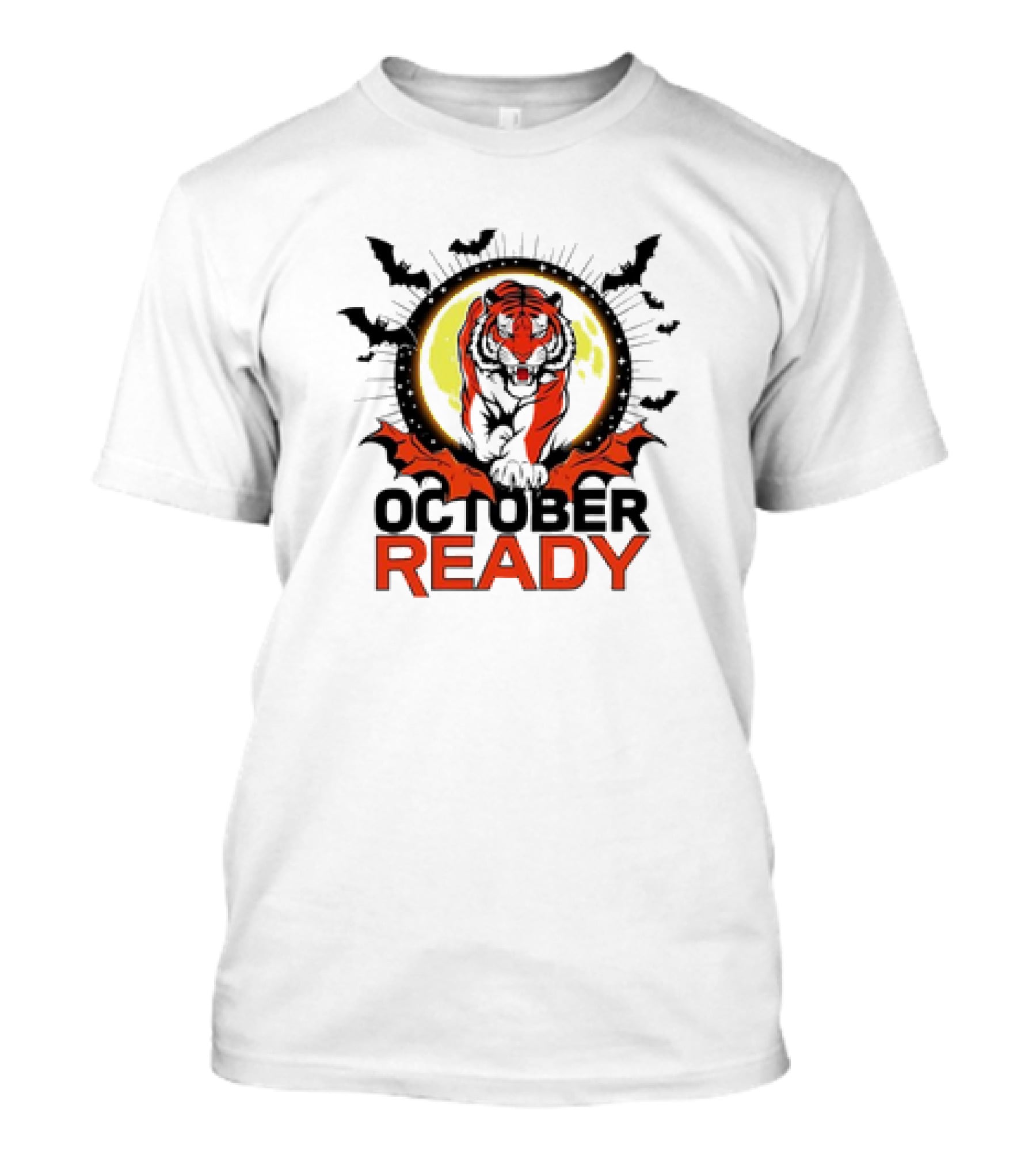 October Ready Tiger Bats Moon T-Shirt