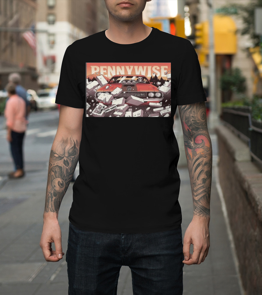 Pennywise Tour October 12th 2024 Tacoma WA Temple Theatre Vintage Car Scene T-Shirt