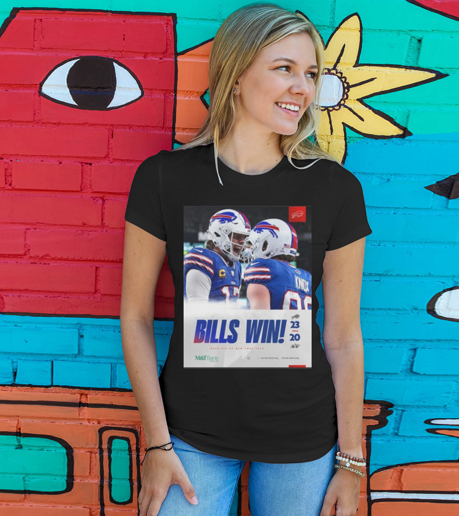 Bills Win 23-20 New York Jets NFL Victory Knox M&T Bank T-Shirt