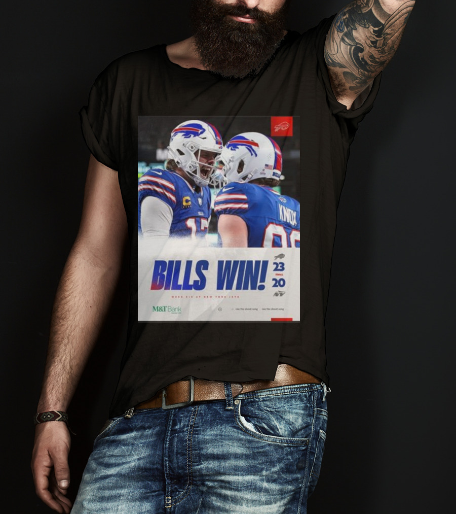 Bills Win 23-20 New York Jets NFL Victory Knox M&T Bank T-Shirt