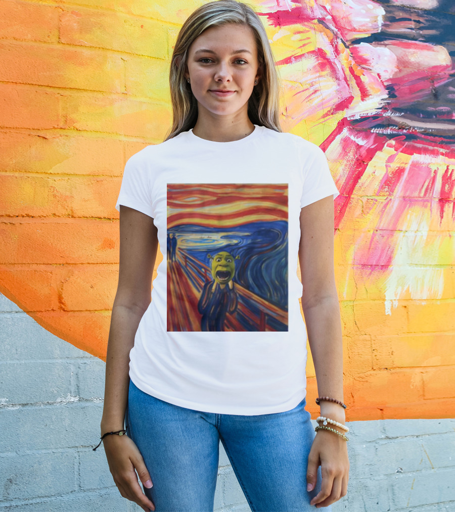 Shrek The Scream Edvard Munch Style Parody Painting T-Shirt