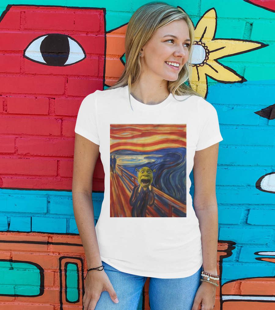 Shrek The Scream Edvard Munch Style Parody Painting T-Shirt