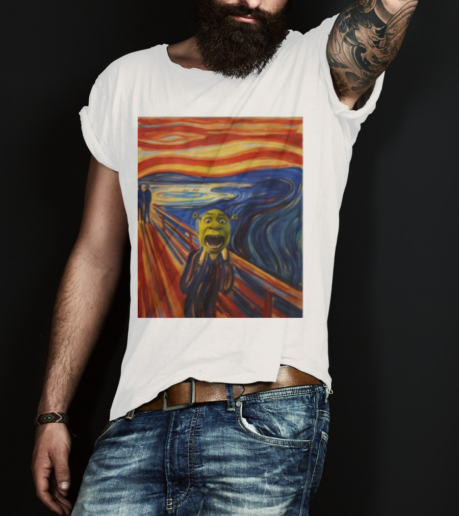 Shrek The Scream Edvard Munch Style Parody Painting T-Shirt
