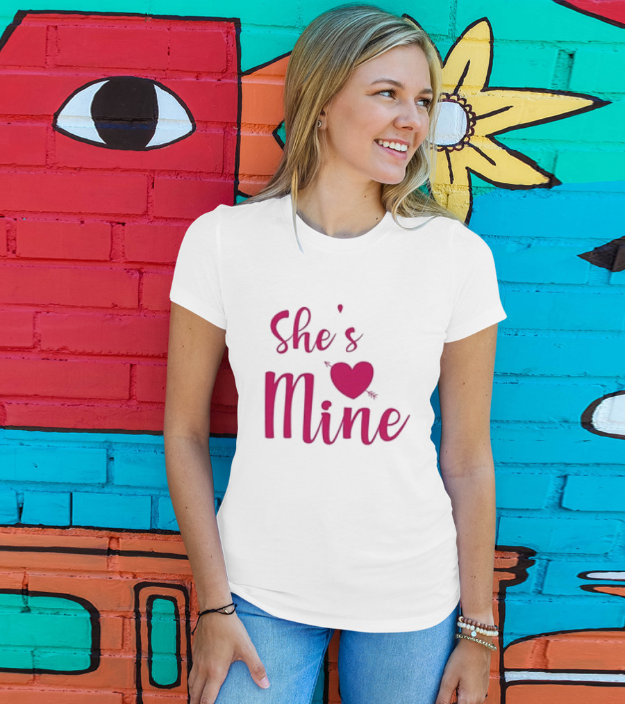 Valentine's Day She's Mine Heart With Arrow T-Shirt