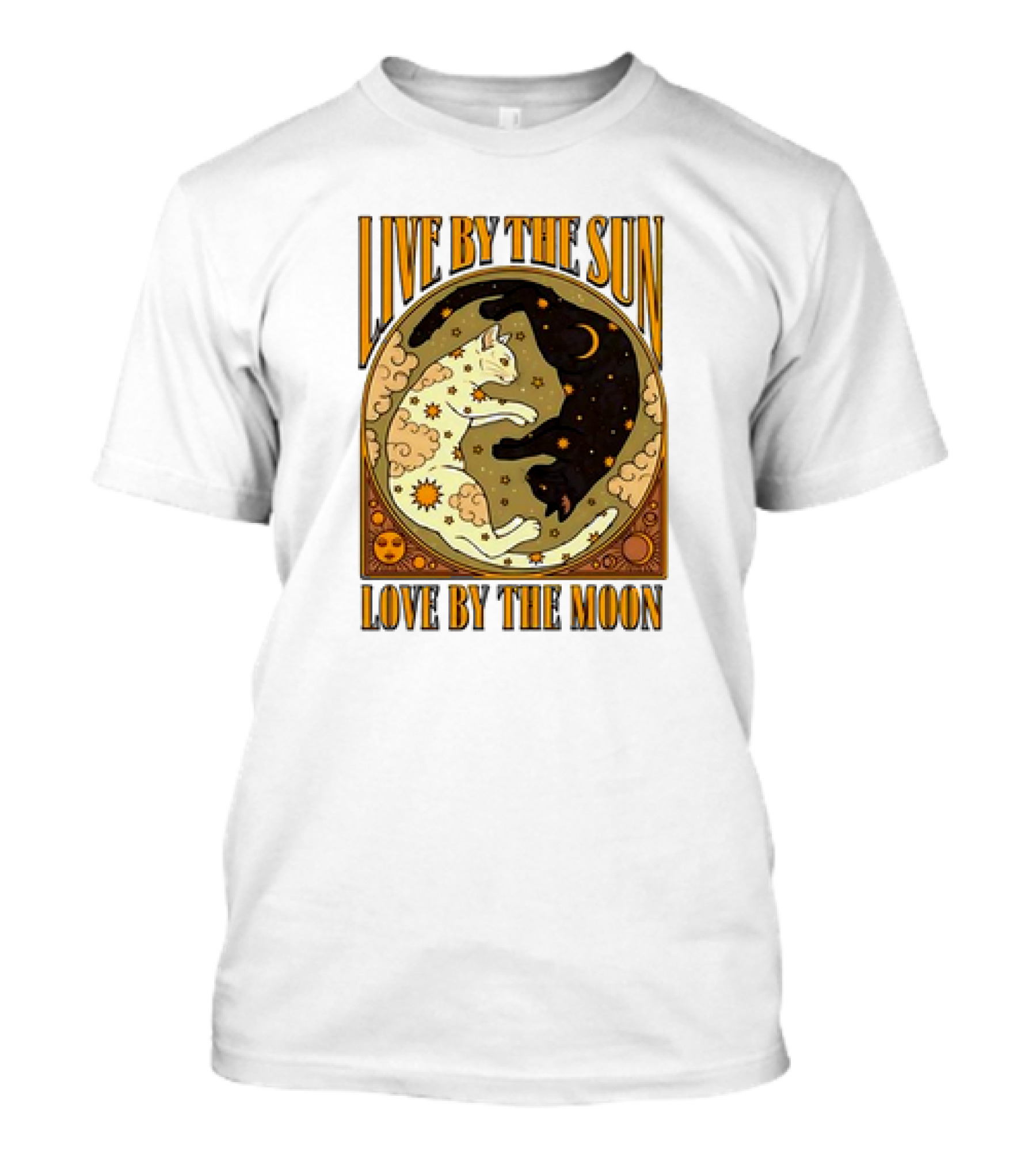 Live By The Sun Love By The Moon Retro Cats T-Shirt