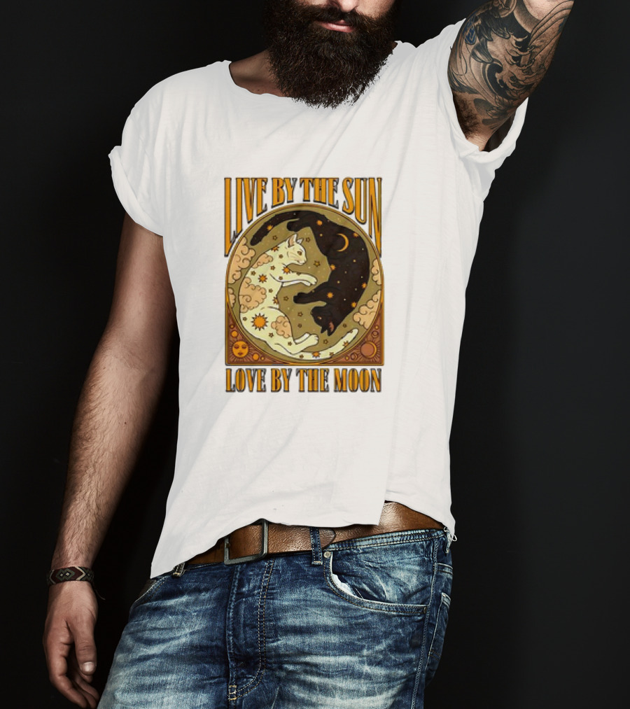 Live By The Sun Love By The Moon Retro Cats T-Shirt