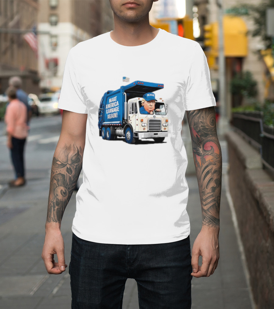 Make America Garbage Again Truck Donald Trump Caricature with MAGA Cap T-Shirt