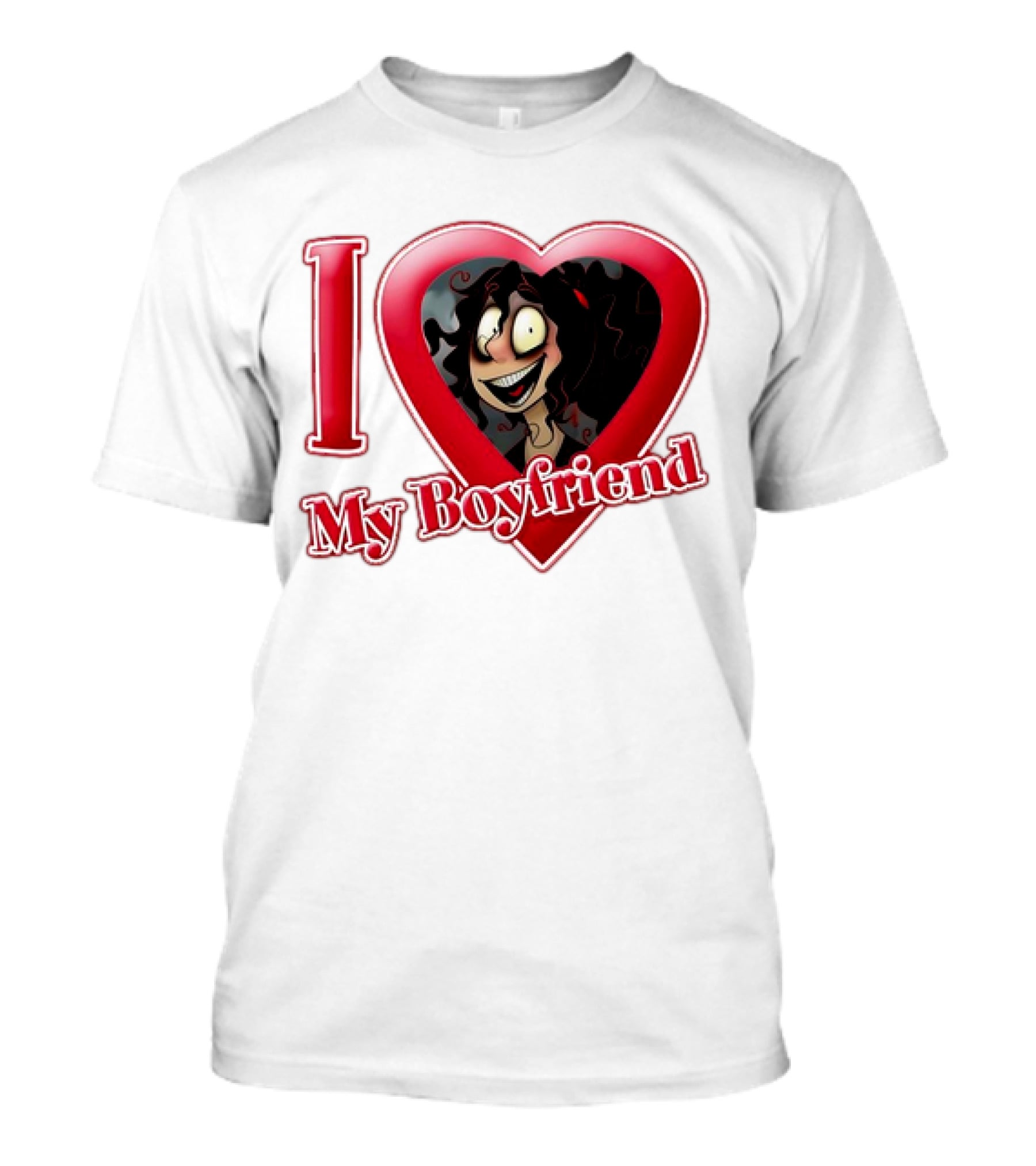I Love My Boyfriend Heart Cartoon Face T-Shirt