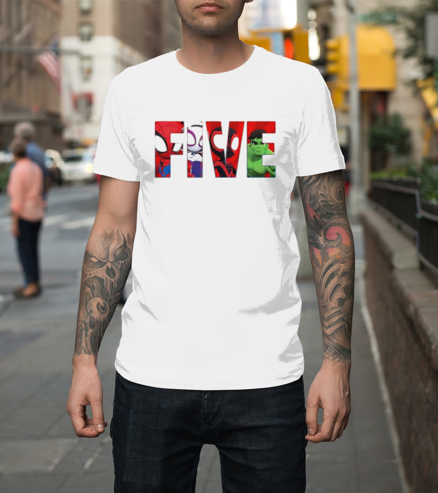 Spiderman Hulk Miles Morales Gwen Stacy Five T-Shirt