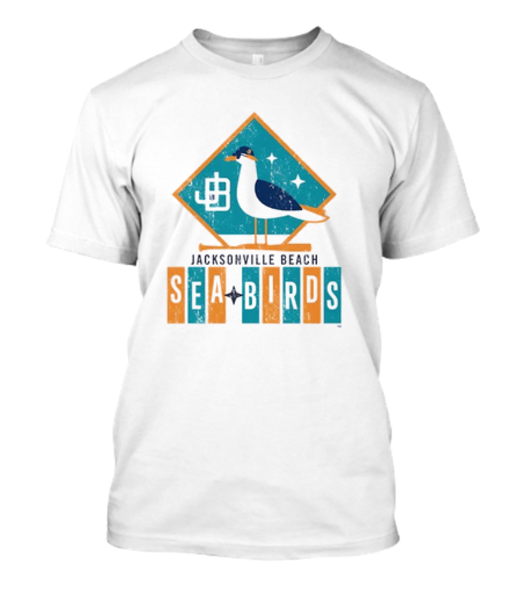 Hometown Collection Jacksonville Beach Sea Birds Logo With Geometric Diamond And Stylized Seagull T-Shirt