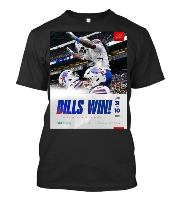 BILLS WIN 31-10 Final Score Week Eight At Seattle Seahawks NFL T-Shirt