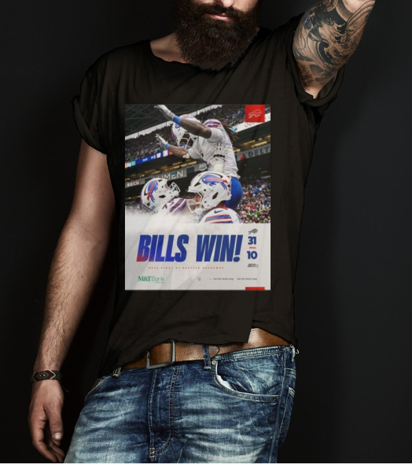 BILLS WIN 31-10 Final Score Week Eight At Seattle Seahawks NFL T-Shirt