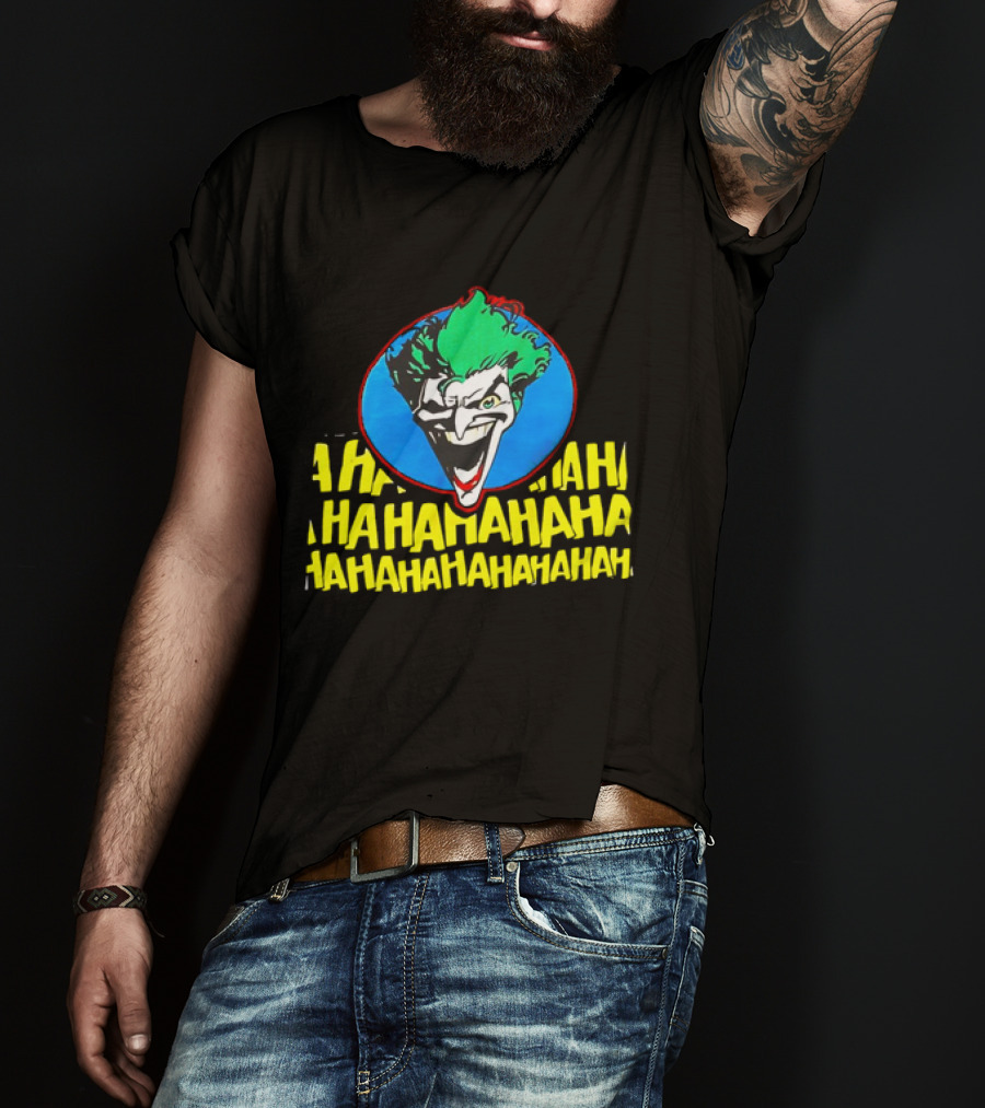 Joker DC Comics 1989 Hahahaha Vintage Iconic Laughing Face And Text T-Shirt