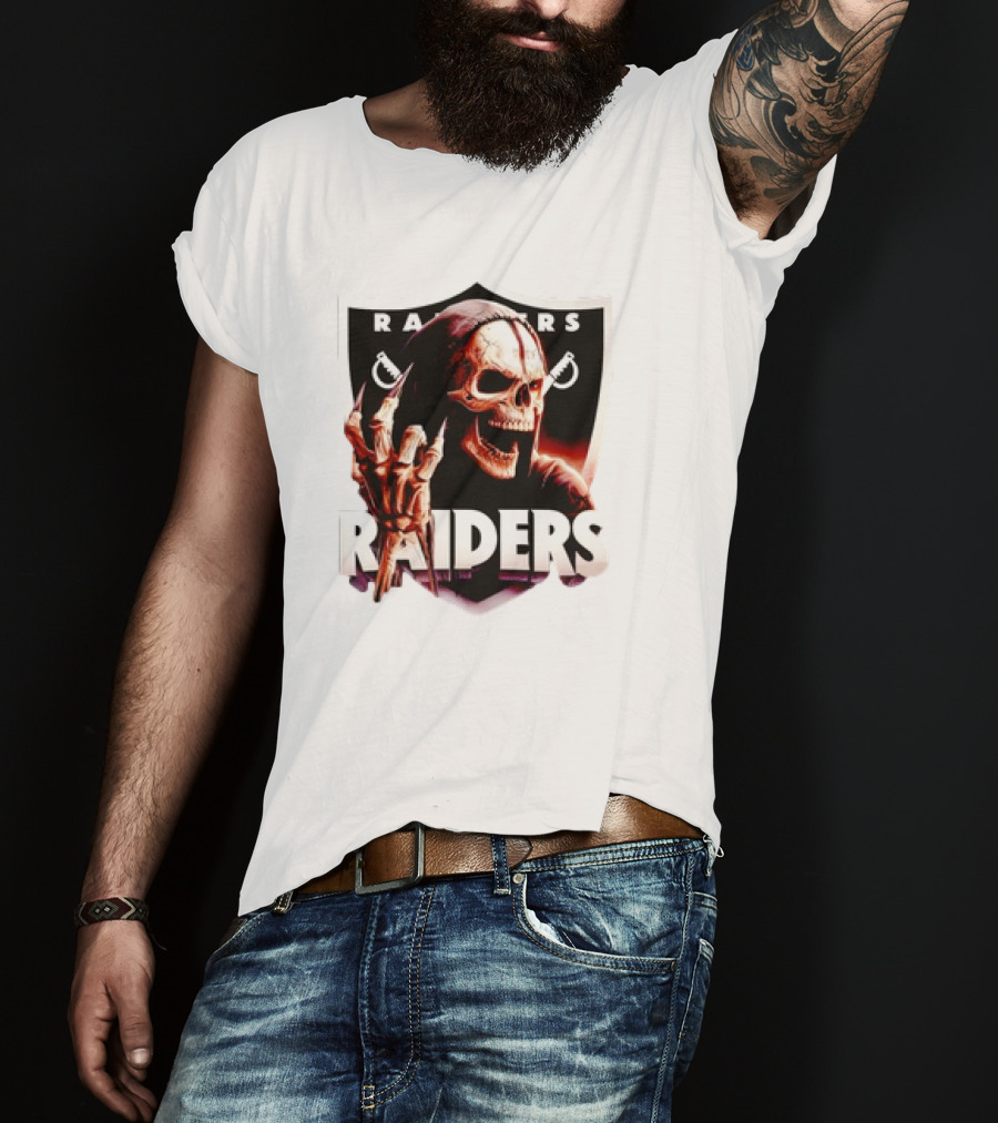 Skeleton Raiders Shield With Crossed Swords T-Shirt