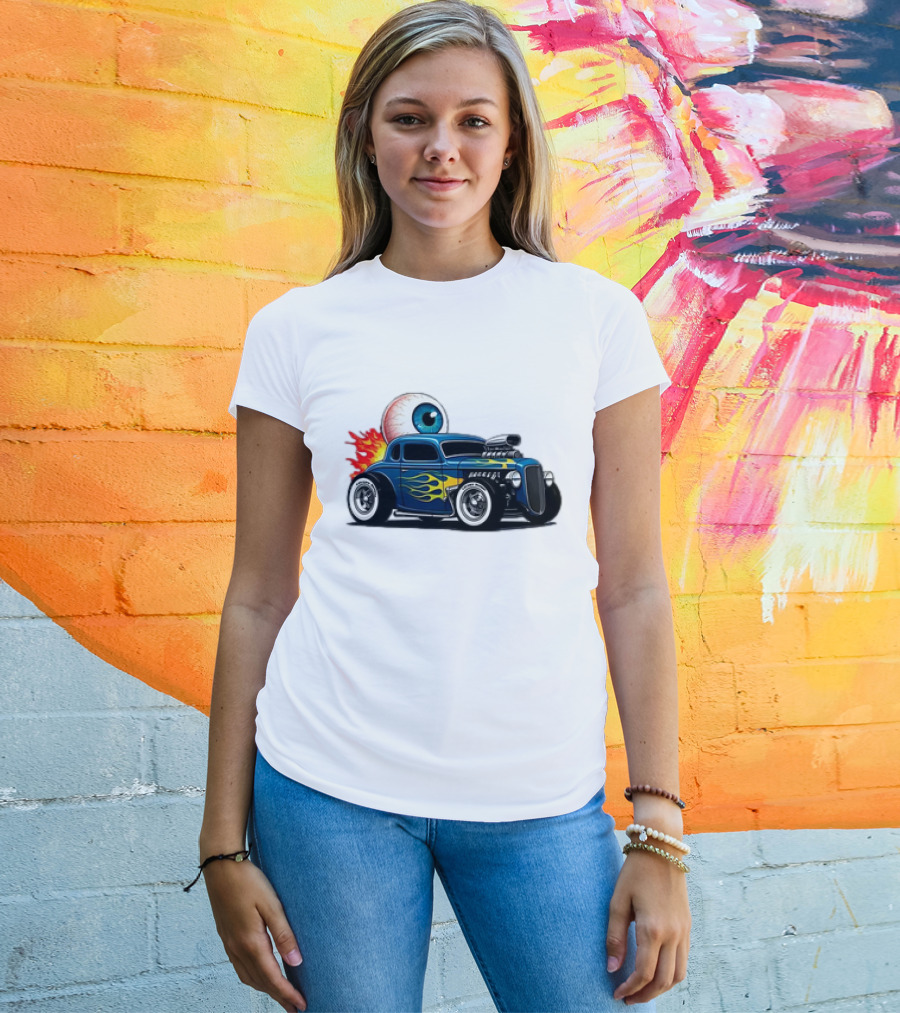 Le Hot Rod D’Eyeba11 Eye-Flame Car T-Shirt