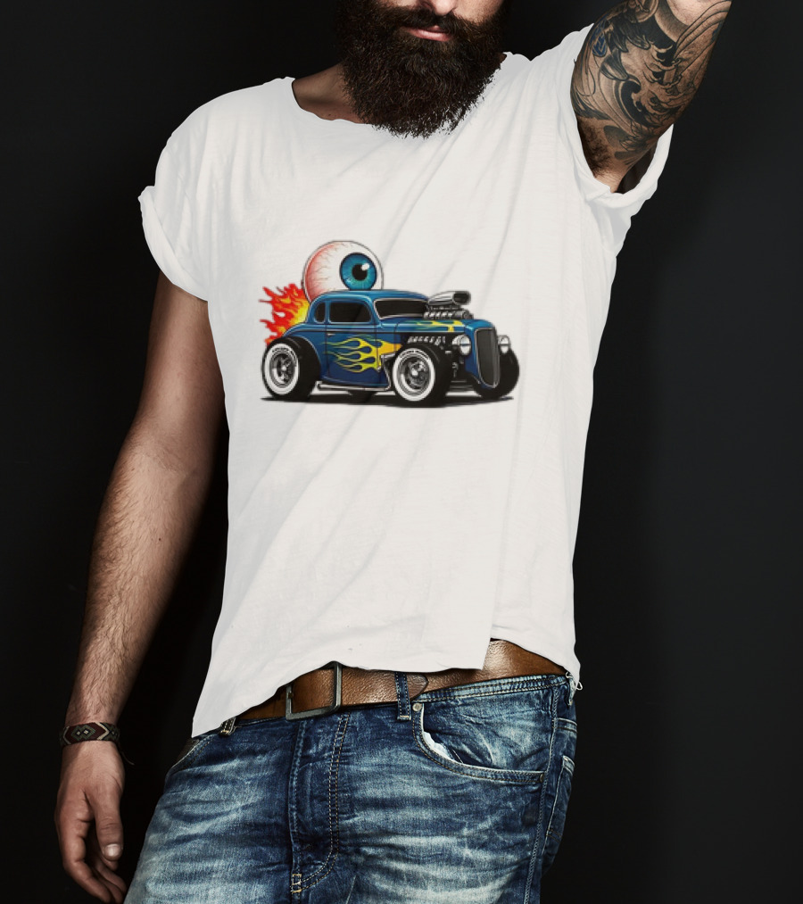 Le Hot Rod D’Eyeba11 Eye-Flame Car T-Shirt