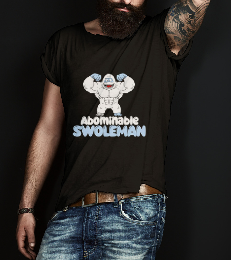 Abominable Swoleman Flexing Cartoon Yeti Meme T-Shirt